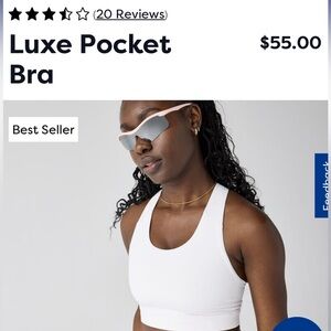 Brooks White Luxe Pocket Bra